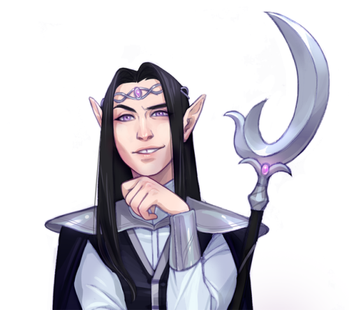 looceyloo: Commission for @dnd-homebrew5e of their Moon Elf Warlock, Eridonis!