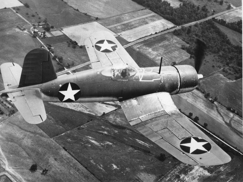 usaac-official:An F3A-1 Corsair in flight, 1943.  None of the Brewster built Corsairs were acce