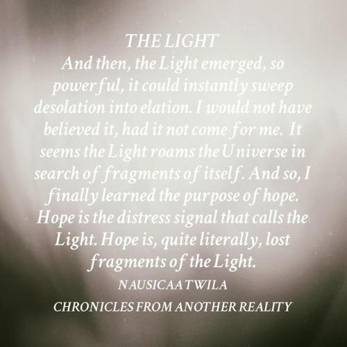 johnmarkgreenpoetry:    “The Light”Chronicles from Another Realityby Nausicaa Twila* BOOK RELEASE APRIL 2016 *Sequel to Beautiful Minds Anonymous  
