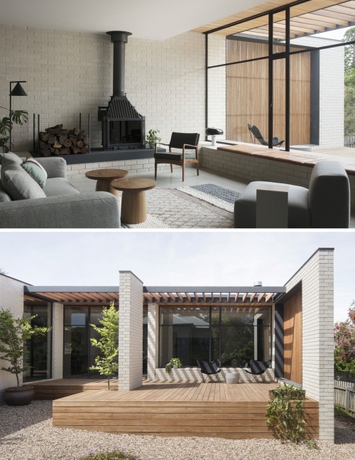 Contemporary pavilion extension to an 1863 church Parsonage with private courtyard, Daylesford, Aust