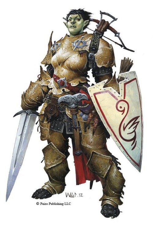 char-portraits:Irabeth - Half-Orc Paladin from the Pathfinder Adventure Path # 73, The Worldwound Incursion (Wrath of th