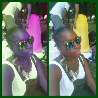 Hey Mr. SUN… where you at? #Picnic #Overalls #Linen #LivingInColor #AllShade #BeGrateFul #Feathers and #Buns #UrbanDecay #Free #HeyQueen #iridescent #Blue #Tan #NYC #GrassIsGreener #Saturday with my #Sisters #KinkyCurly #NaturalHair #SlickBack (at...