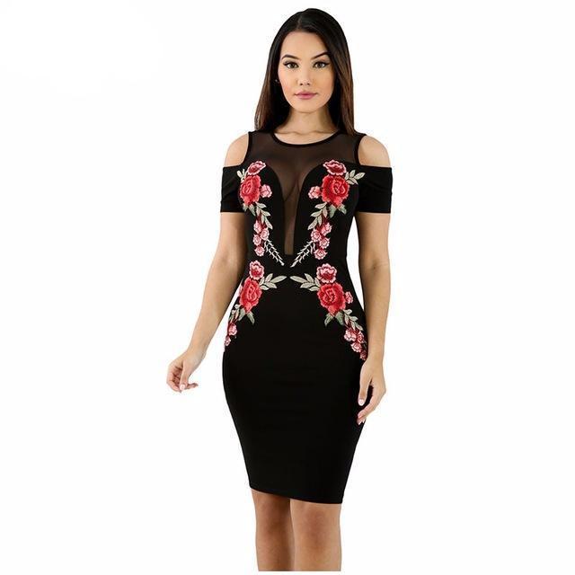 Favepiece Black Cold Shoulder Dress With Floral Embroidery Use Code Tumblr10 To Get A 10