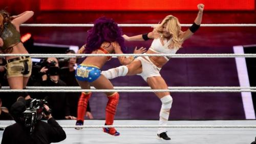 dolguldur3000: Sasha Banks in her Wonder Woman-themed outfit at the 2018 Royal Rumble.