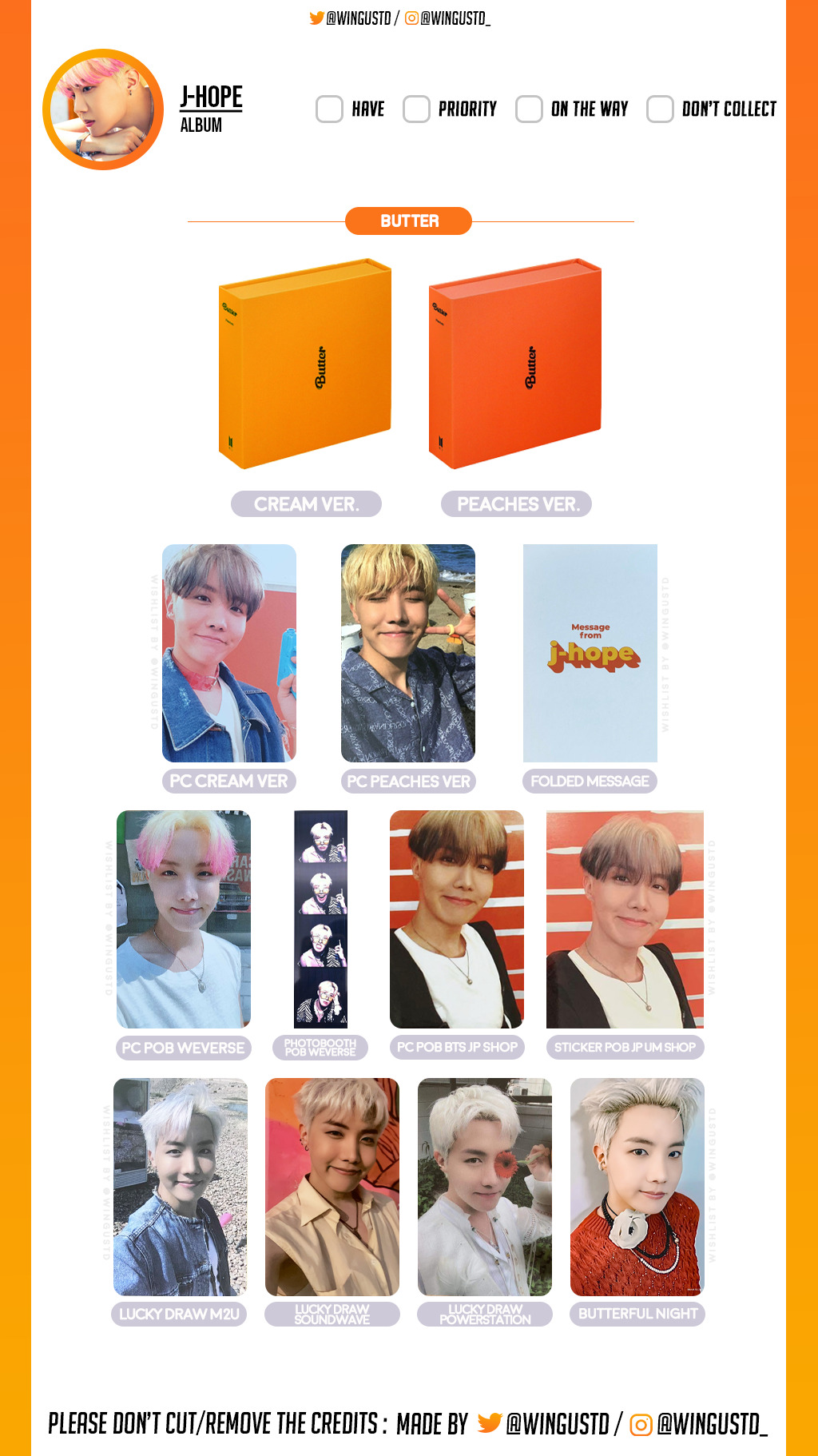 bts wishlist templates : butter photocards ♡ ↳ please don