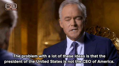 eartheld:  micdotcom:  Watch: Donald Trump wants to round up undocumented immigrants … in a “humane” way. Scott Pelley shuts him down in numerous ways.   Hitler reincarnated into a dried up sponge 