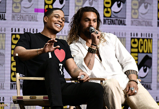 dcfilms:  Ray Fisher and Jason Momoa at Warner Bros. Pictures panel, Comic-Con International,