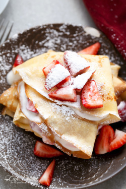 foodsforus:    Macerated Strawberries and Cream Crepes  