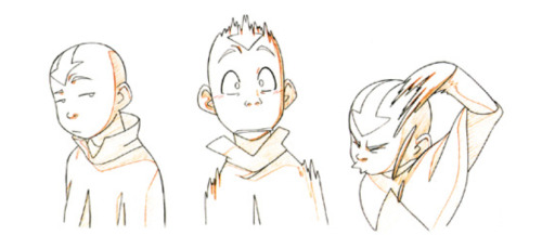 benditlikekorra:   MD: Aang’s look was always influenced by the particular styles of the individual storyboard artists and animators who drew him. These drawings, from “The Fortuneteller,” showcase one of our favorite interpretations of Aang. Key