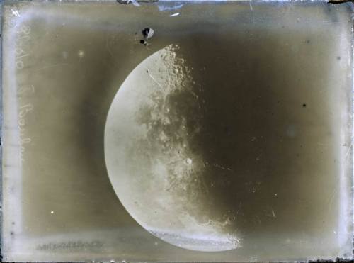 thinkingimages:Gaston Barbière, Set of 3 glass negatives of the Moon, 1948, France, Signed, Glass ne