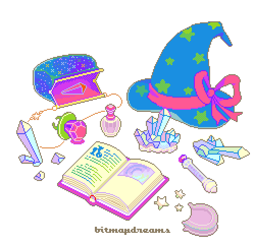 bitmapdreams:     A blue witch’s personal effects 