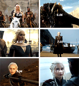 blakeilvely:  Daenerys Targaryen’s appearences throughout the seasons (Jon’s version)