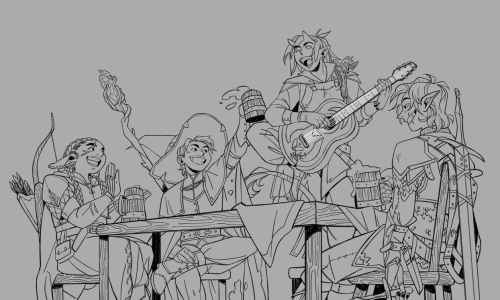 WIP’s of a new illustration I’m working on! BP characters in a DnD Au setting 