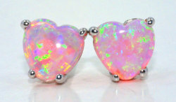 hellolittledaisy:  Opal Heart Earrings by