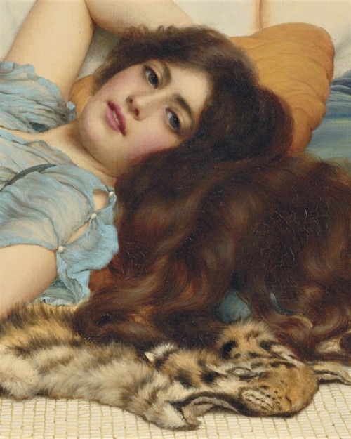 die-rosastrasse:John William Godward (British, 1861-1922)sweet idleness moodboard 