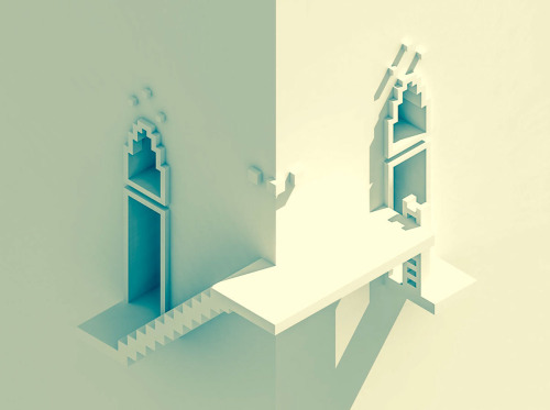 archatlas:  Life in Voxels A few images from the voxel art portfolio of Sir carma.   A volumetric pixel (volume pixel or voxel) is the three-dimensional (3D) equivalent of a pixel and the tiniest distinguishable element of a 3D object. It is a volume