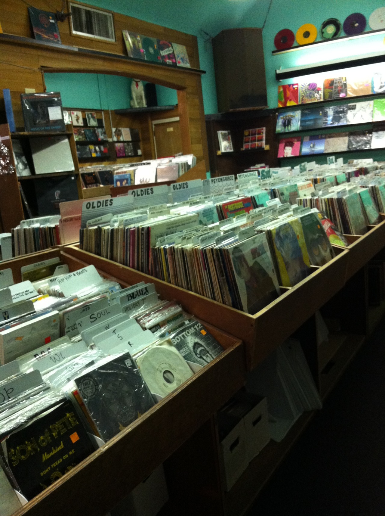 katiohead:  The Vinyl Room at Music Millennium and a view of the CD room from upstairs