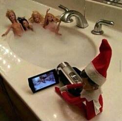 wicked-naughty-diva:  Elf on the Shelf discovers a new hobby.   Ha ha!