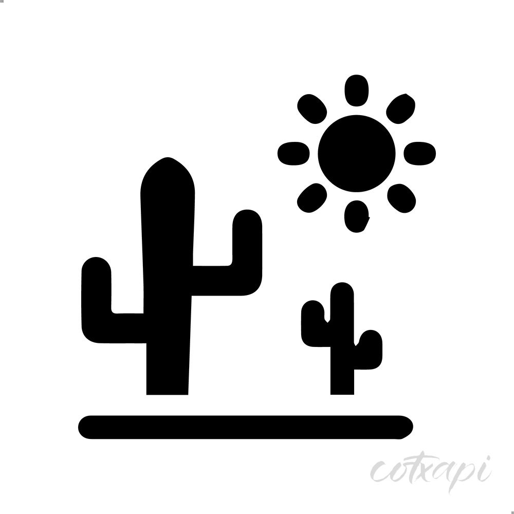 Cactus Icon Desert Tree Sign in Black and White Vector Art Cactus Illustration Outline Art