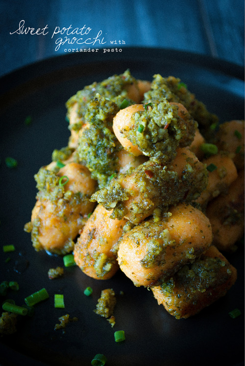 veganfoody:  Sweet Potato Gnocchi with Coriander Pesto