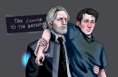 whathebmelo: Here’s android Hank helping drunk Connor, I was inspired by @badturquoise amazing art o