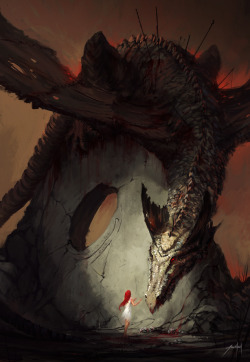 dailydragons:  The Girl and the Dragon by Jorge Jacinto (website | DviantArt)