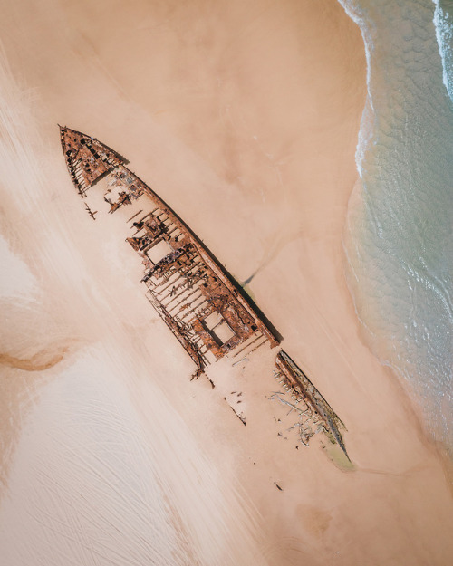 dailyoverview: The wreck of the SS Maheno can be found on the east coast of Fraser Island in Queensl