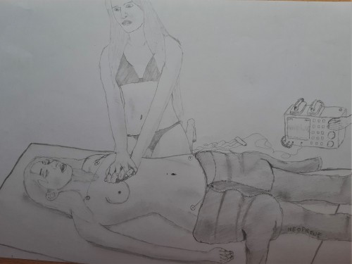 New drawing! Time for intense CPR.Based on the story “The surf lesson”.