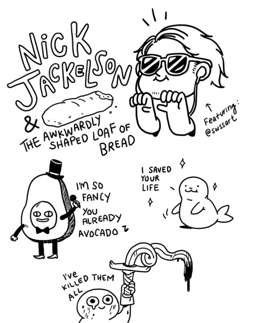 My doodles from tonight&rsquo;s google hangout!Featuring drunken swssart antics, Fancy Avocado, Hero