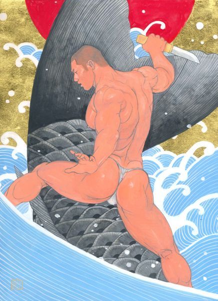 eroswolf:  More art by Naomichi Okutsu. I love the simple linear quality and traditional Japanese palette. He uses pencil, acrylics and gouache to create his work. His motto is “to draw obediently what I am attracted to”,  more info and links