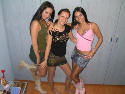 Girls posing in short skirts and shiny pantyhose.Submission by Andreea.Thanks for the submission!Per