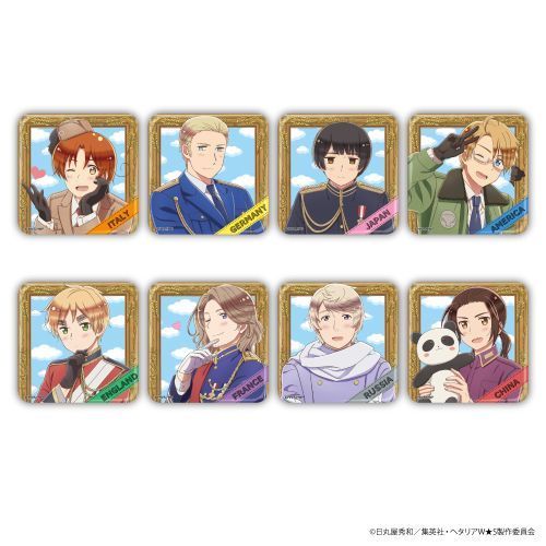 Hetalia World Stars Trading Square Can Badge Box by HagaromoMSRP: 4,400 yen for a set of 8 pins. Rel