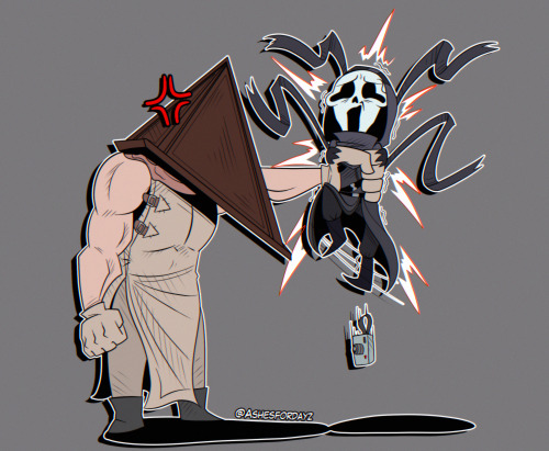 ashesfordayz: Ghostface is partnered with Pyramid Head for the day and it’s….going well lmao