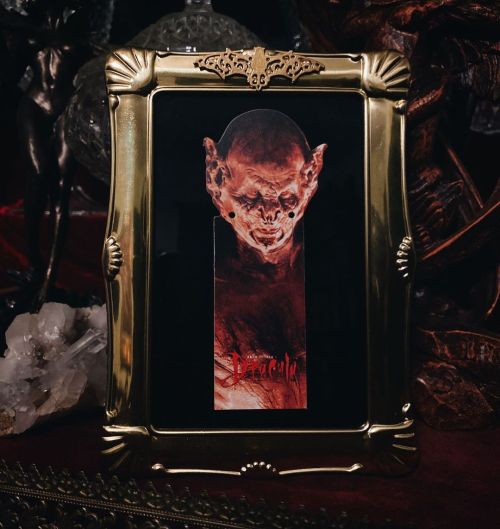 1992 Bram Stoker’s Dracula Movie Bookmark in Vintage Gold Frame w/ Bat Embellishment. availabl