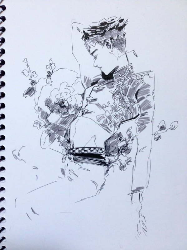 seventypercentethanol:  ink sketches. I love jojo! 