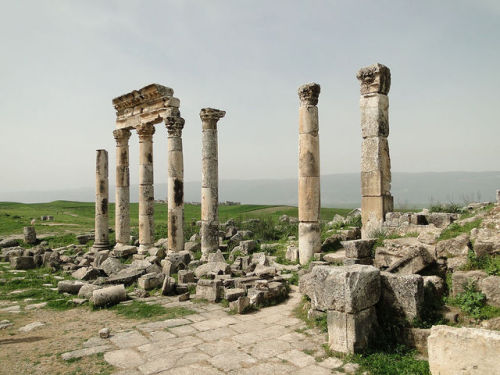 historyfilia: Columns from Apamea, Syria Apamea, on the right bank of the Orontes River, was an anci