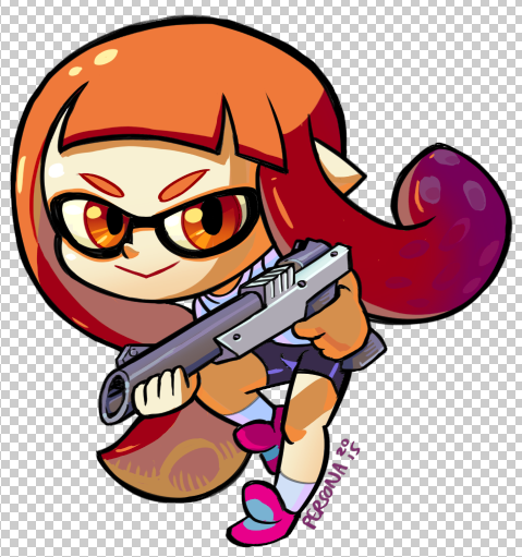 personasama:  Here’s a Splatoon keychain I’ll be selling at AX this year. Also working on a bunch of Megaten keychains and some Sega ones if I can finish them in time!I’m terrible at shooters but I’m glad I can do well in this game just by sneaking