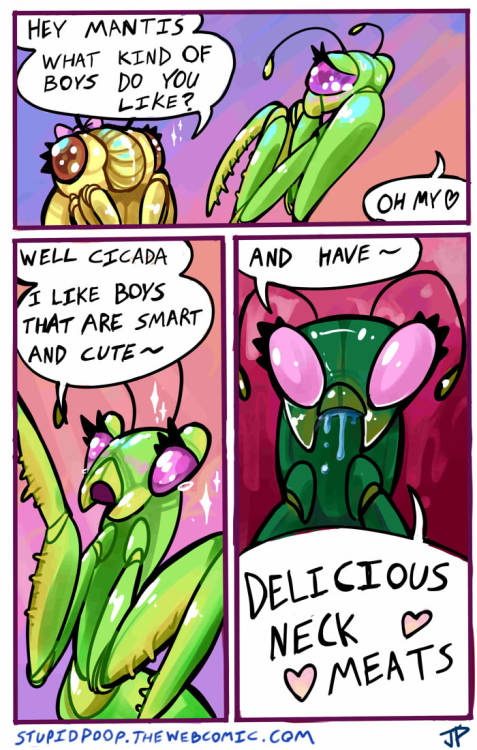 kaiju-hugs:  coverop:  jugglingdinosaur:  All of Mantis and Cicada chapter 1 in order. Chapter 2 coming out soon!Check out more of my webcomics here:http://stupidpoop.thewebcomic.com/  It’s the first time I see bugs being cute.  @musagi-tan   > u<