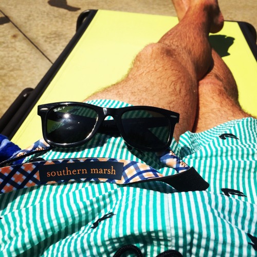 kevincmartin:  Best combo in the game. Seersucker swim trunks and polarized ray bans chillin by the pool. Gonna be a good day today 