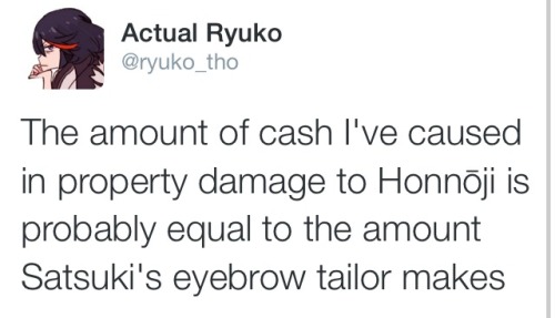 makaiwars: More tweets from my parody Ryuko twitterPart 1