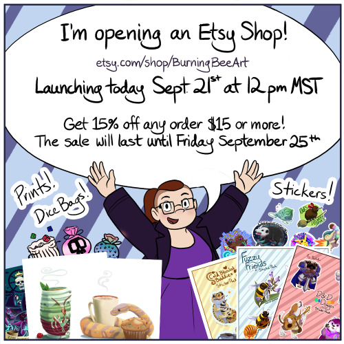 I’m opening up an Etsy today! At 12 PM MST I’ll be posting all my listings and you&rsquo