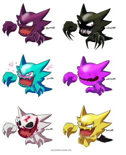 myiudraws:  Haunter Variations - considering these perma-face pokemon are some of my favs &gt;&lt;Which would you want?Instagram
