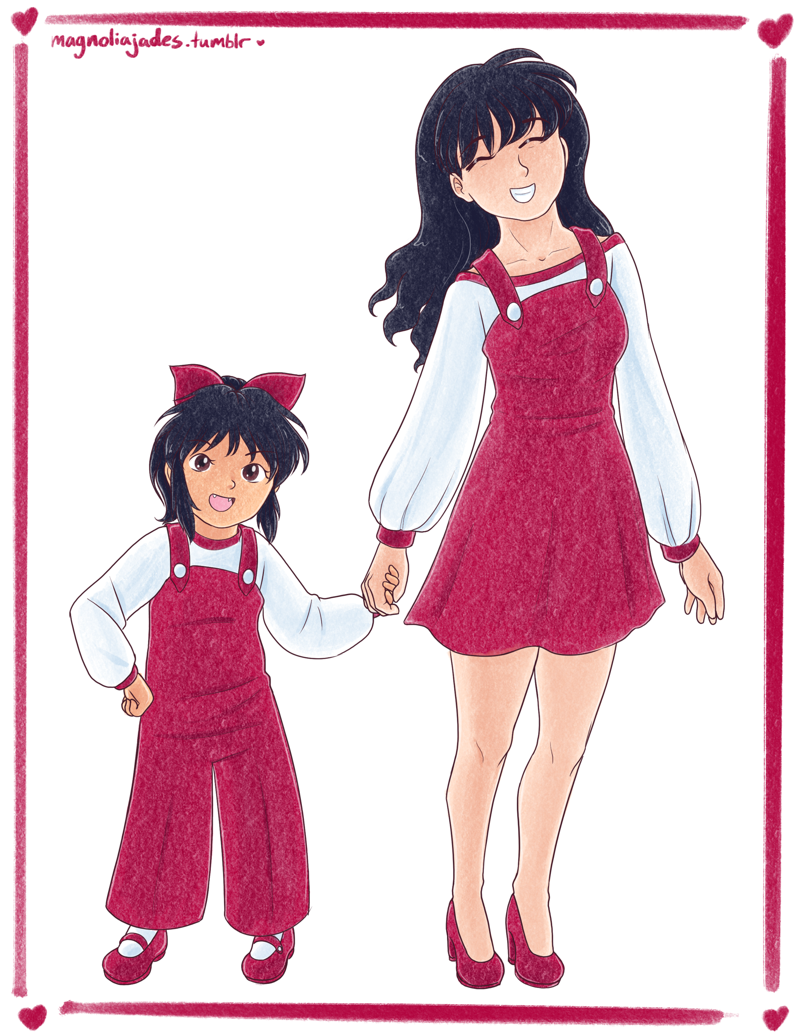 mintyyyjades:mommy kagome is the trend lately and that is so valid, I’m most certainly enjoying it too :) have a fashionable duo! even though moroha realistically will not wear shoes to any extent
