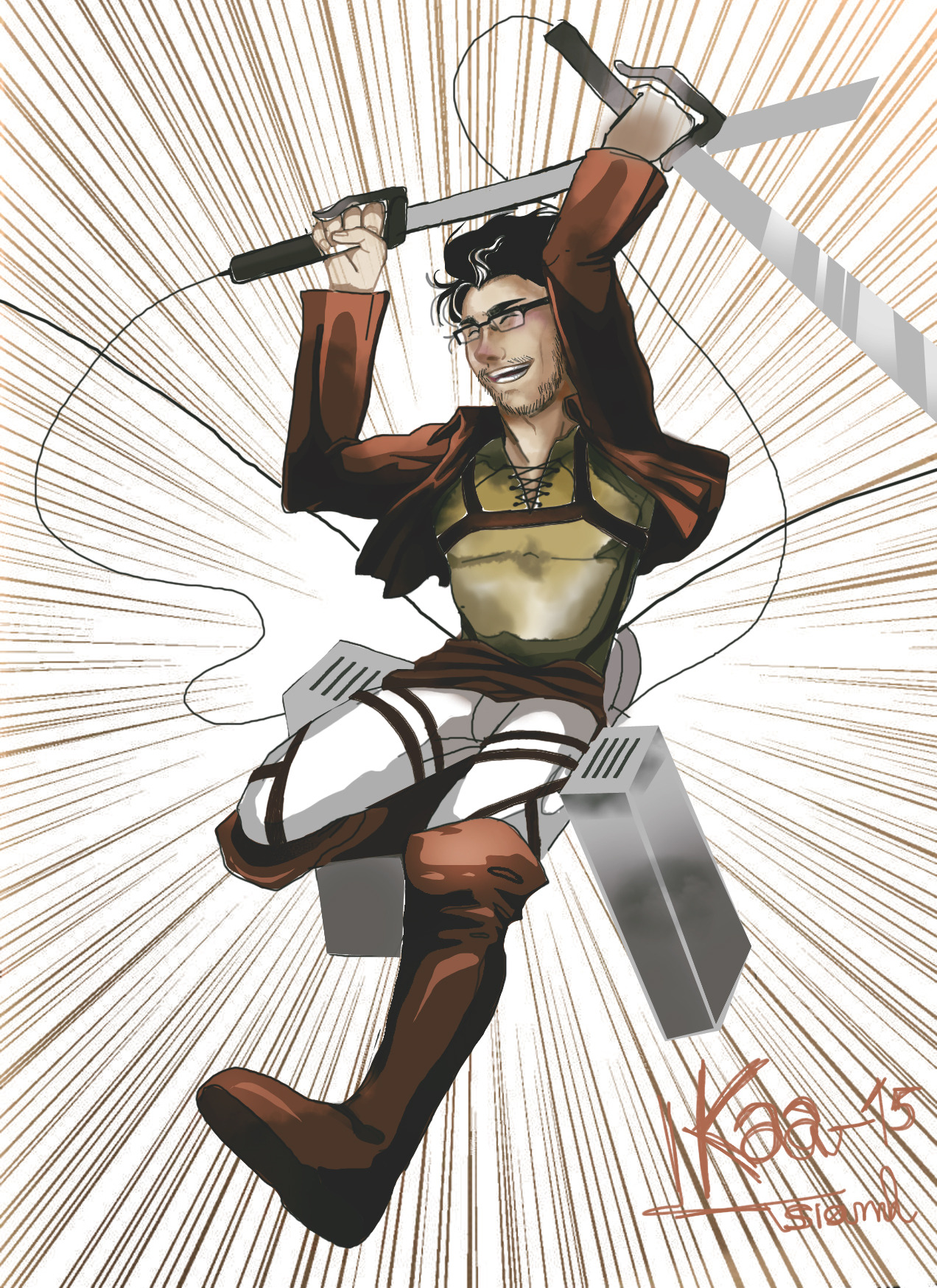 siamh:  Another quick sketch done by me… ATTACK ON TITAN FEAT THE LORD MARKIPLIERhttp://envy-style.deviantart.com/art/Markiplier-Feat-Attack-on-Titan-517416477