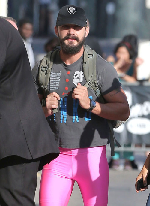 Shia LeBouf taking Ellen&rsquo;s challenge to get photographed in these pants for a donation to 