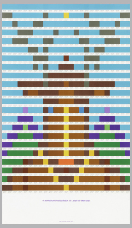 Swoody Pirtle, Christmas poster, composed of 550 squares of pantone color. n.d. Via Cooper Hewitt