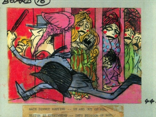 Storyboard for the animated trailer to the Billy Wilder film, Irma La Douce (1963).