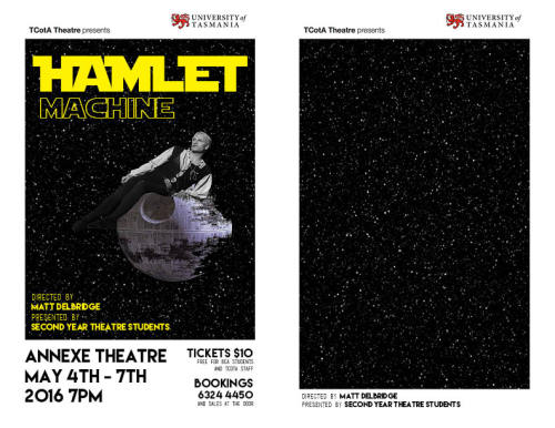 Hamlet Machine Flyer Progress 2The last image here is the final flyer design ready for print.