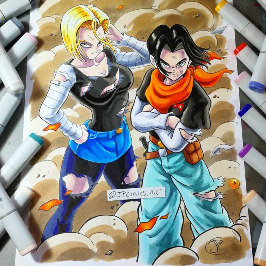 jpcortes77: #dbz battle damaged androids commission ready. #anime #dbz #dragonball