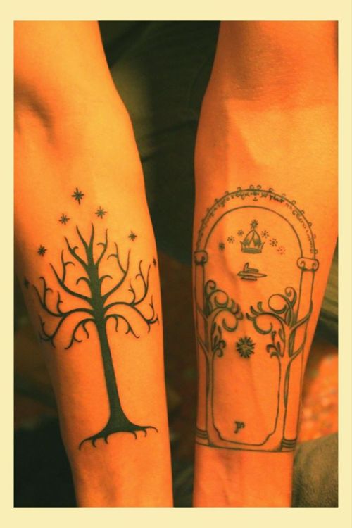 fuckyeahtattoos: Doors of Moria and the White Tree of Gondor made by Esteban Zunzunegui at Madre Tin